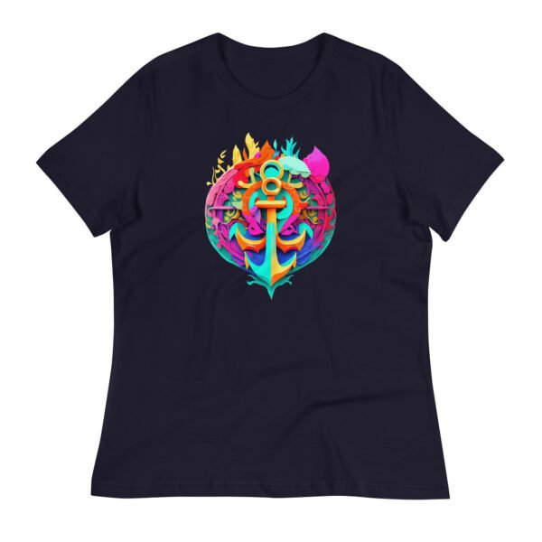 womens-relaxed-t-shirt-navy-front-663c374382b78.jpg Vibrant Anchor Women's Relaxed T-Shirt